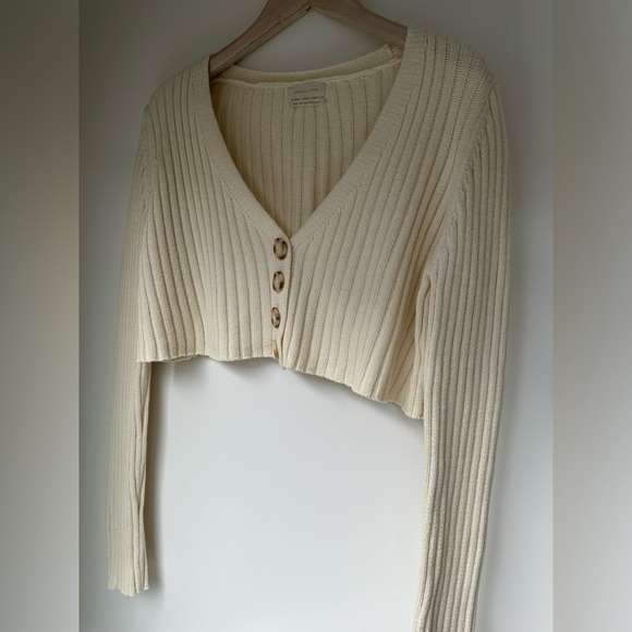 Urban Outfitters - Lucky V-Neck Cropped Cardigan - Cream - M - Picture 3 of 11